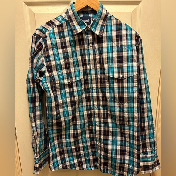 Wrangler Other - Wrangler Mens Western Pearl Snapped Shirt Sz Med